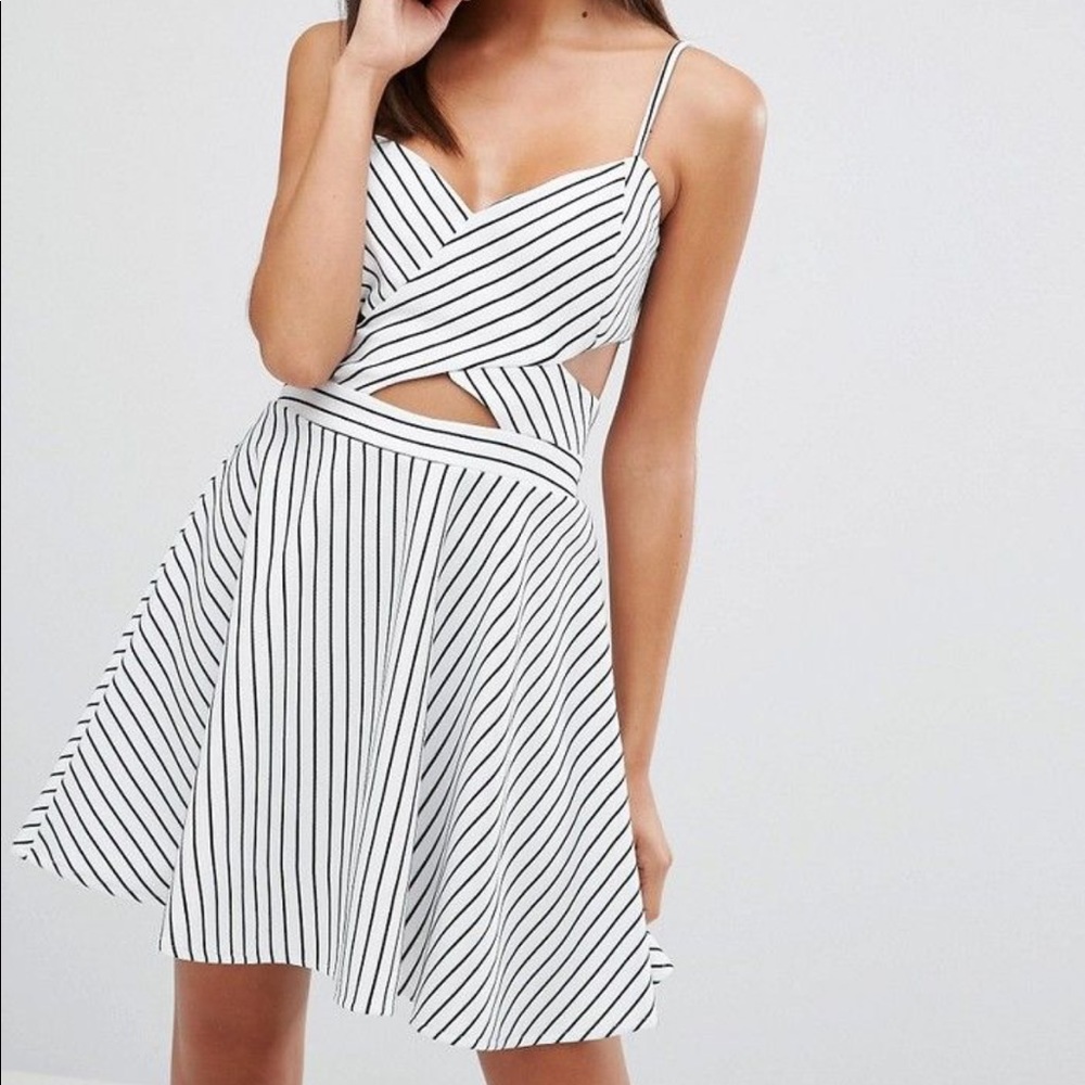 Striped Cutout Skater Dress